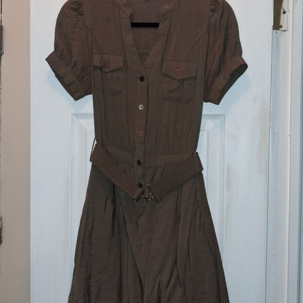 Elegant Brown Short Sleeve Dress